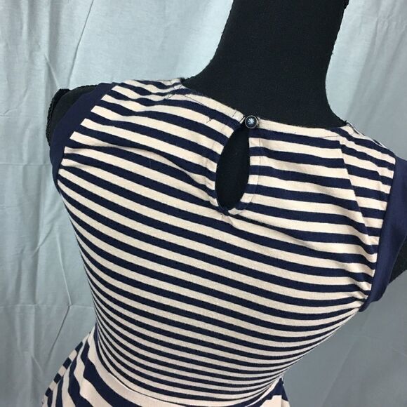 Monteau striped tank side inserts tan navy Small - Picture 5 of 7